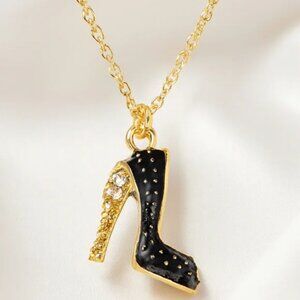 Gold & Black High Heel Stiletto Pendant Necklace – Fashion Charm Jewelry Women